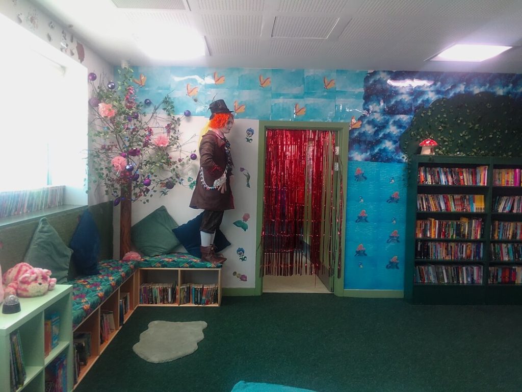 The mad hatter in New Heights School's reading room