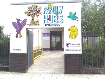 Family hug entrance, Liverpool